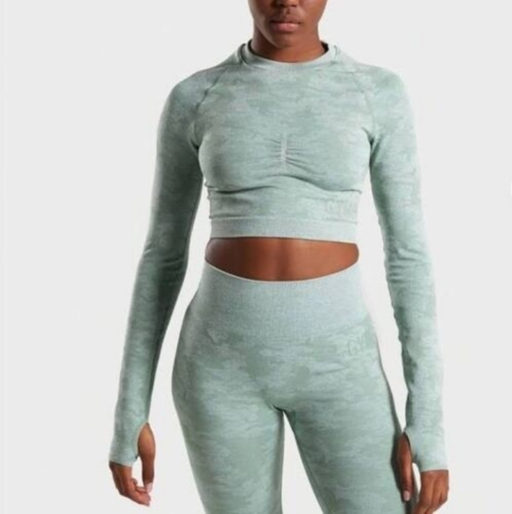 Gymshark Camo Seamless Long Sleeve Crop Top